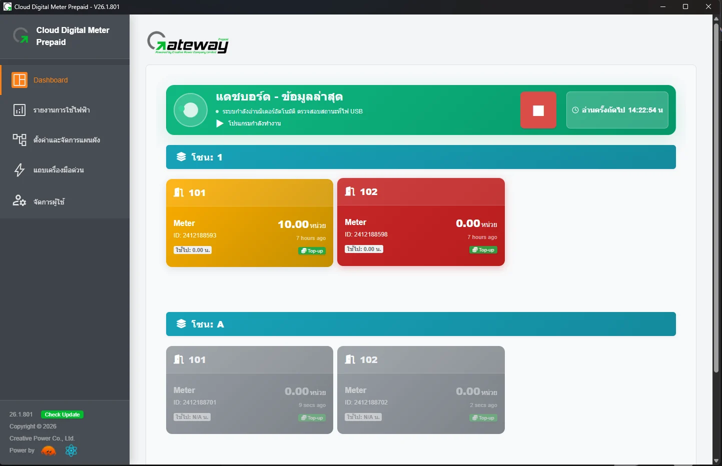 หน้า Dashboard